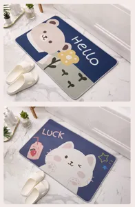 Schöne Cartoon Bär Katze Fußmatte, rutschfeste Bodenmatte für Badezimmer Küche Wohnzimmer.