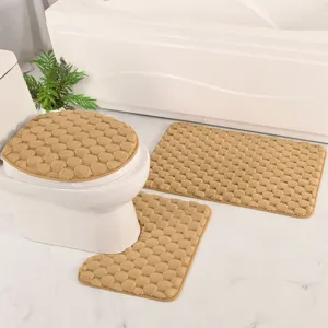 Conjunto de alfombrillas de baño de franela, tapa de váter y alfombras antideslizantes.