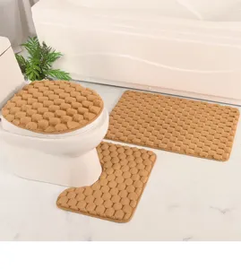 Juego de alfombrillas de baño de franela grandes partículas antideslizantes