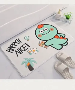 Süßer Cartoon Dinosaurier Fußmatte rutschfester saugfähiger Badteppich für Flur Eingang.