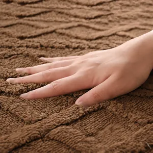 Einfarbige Jacquard Samt Anti-Rutsch Fußmatte, weicher dicker saugfähiger Badezimmer Teppich.