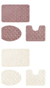 Thickened faux rabbit hair bathroom mat set, soft absorbent non-slip floor mats for home.