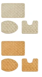 Faux rabbit fur bathroom mat set, thick plush non-slip floor mats for home toilet use.