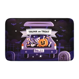 Halloween trunk or treat floor mat spooky pumpkin doormat non slip entrance rug for home indoor decor
