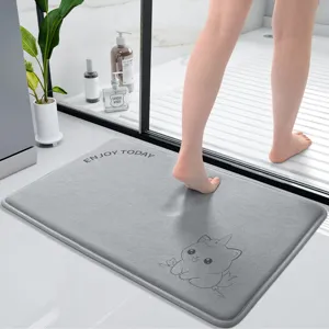 Cartoon Letter Printed Absorbent Bath Mat Non-Slip Floor Mat Modern Minimalist Washable Door Mat For Home Bathroom Living Room