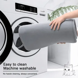 Grey anti-slip absorbent bathroom floor mat, machine washable roll-up door mat
