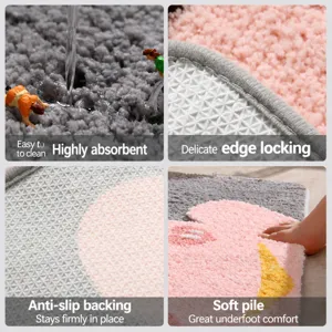 Cute cartoon floor mat anti-slip bathroom rug absorbent kitchen door mat soft plush doormat