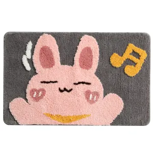 Cute cartoon rabbit non-slip floor mat for living room, bathroom absorbent tufted rug