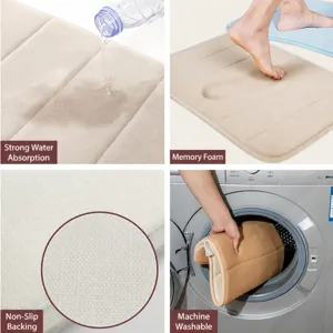Tappetino da bagno antiscivolo in memory foam, altamente assorbente, lavabile in lavatrice.