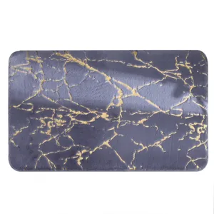 Tappeto da bagno peluche con motivo marmo dorato, tappeto antiscivolo assorbente per la casa.