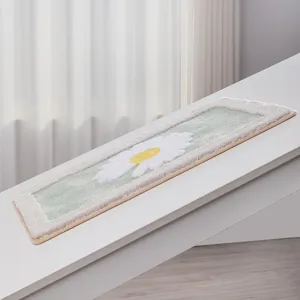 Fluffy cartoon daisy tufted floor mat for bathroom bedroom anti-slip absorbent long door rug