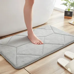 Grey memory foam bath mat absorbent non-slip floor mat for bathroom kitchen home use