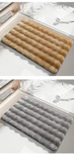 Tapis de bain en peluche épais antidérapant absorbant duveteux pour décorer la maison.