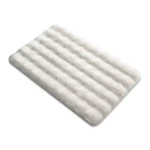 Tapis de bain en peluche blanche, tapis de sol absorbant épais, descente de lit antidérapante.