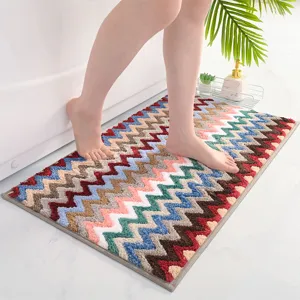 Mikrofaser Buntes Wellenmuster Badezimmer Rutschfeste Matte Saugfähige Bodenmatte Für Zuhause Eingang Schlafzimmer Waschraum Dekor