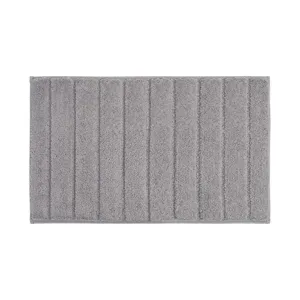 Tappeto da bagno a righe in microfibra grigia, tappetino antiscivolo assorbente per casa.