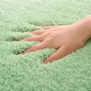 Thick fluffy green plush area rug soft anti-slip floor mat for living room bedroom