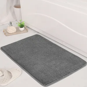 Tappetino da Bagno Assorbente Antiscivolo in Poliestere Tinta Unita