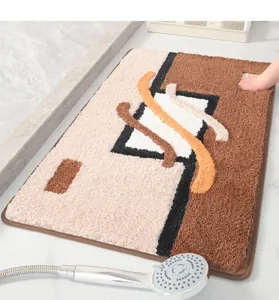 Thick plush bath mat absorbent non-slip floor carpet for bathroom, hallway and home decor.