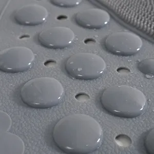 Grey non-slip bath mat with massage points and drainage holes for shower room bathroom safety