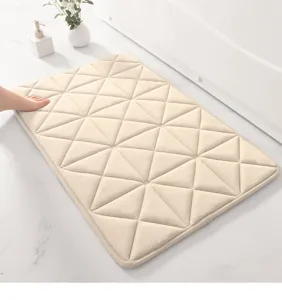Geprägte Memory-Schaum Badematte, weiche Korallenfleece rutschfeste Fußmatte für das Bad.