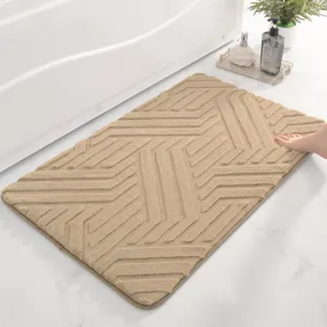 Faux Rabbit Fur Bath Mat Absorbent Non-Slip Floor Mat Geometric Diamond Pattern Entrance Door Mat Home Decor Rug
