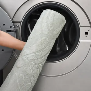 Thick fluffy memory foam bath mat, non-slip absorbent washable green floor rug for home