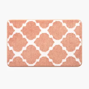 Moroccan trellis bathroom mat absorbent non-slip floor rug for home toilet and door entrance.