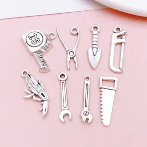 Vintage silver hardware tool charms alloy DIY jewelry making pendants bracelet accessories