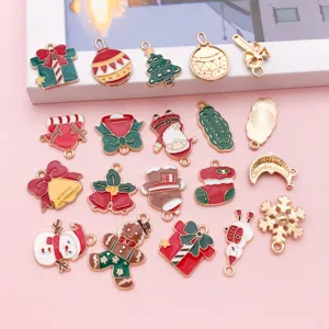 Jolis lots de breloques émail Noël Père Noël bonhomme de neige pour bijoux accessoires