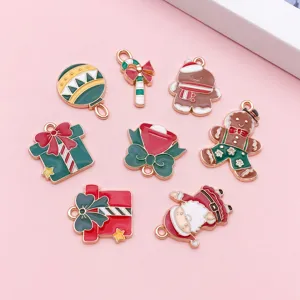 Pendeloques émail alliage Noël bonhomme pain d'épice cloche DIY détails pour bijoux