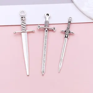 Antique silver alloy sword dagger charms, DIY jewelry accessories for bracelets and necklaces.
