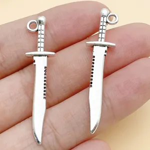Silver alloy dagger sword charms pendants for DIY handmade bracelet necklace jewelry making.