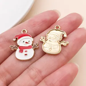 Noël émail bonhomme de neige pendentif alliage DIY bijoux accessoires artisanat breloques