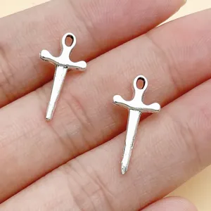 Antique silver alloy sword charms dagger pendants for DIY jewelry making and bracelets