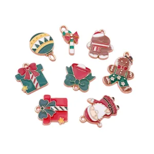 Noël alliage goutte huile pendentifs ensemble mignon bonhomme pain d'épice père Noël