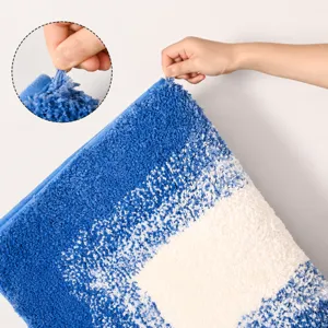 Gradient shaggy bath mat non-slip absorbent door rug plush floor mat for bathroom home use