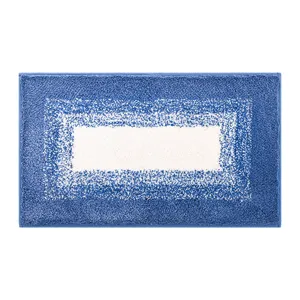 Blue gradient bath mat absorbent anti-slip floor rug for bathroom and indoor doorway use.
