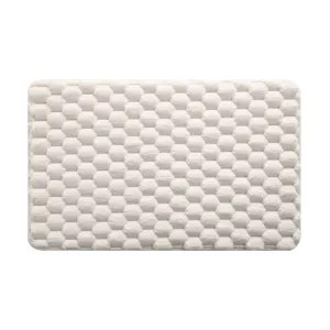 Tapis de bain doux et absorbant avec motif à bulles 3D, descente de douche antidérapante blanc.