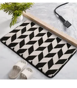 Black and white chevron bath mat anti slip velvet floor mat for bathroom entryway 50x80cm