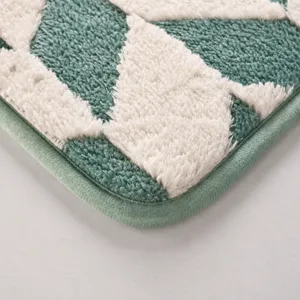 Fine plush two color jacquard floor mat, anti slip absorbent doorway bathroom mat.