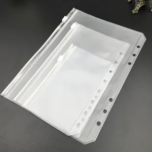 Transparent PVC Binder Pockets Loose Leaf Notebook Zipper Folder Storage Bags Card Holder Filing Products