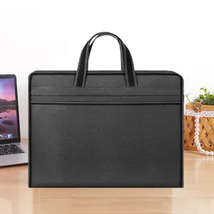 Dark grey canvas laptop briefcase with large capacity for business document storage.