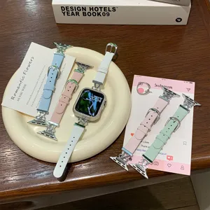Stylish bow leather metal watch strap compatible with Apple Watch Series 11 10 9 8 7 SE