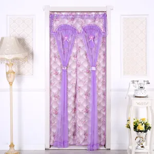 Cortina de puerta de encaje violeta doble apertura separador para decoracion del hogar habitacion