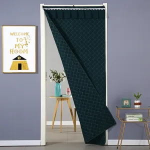 Thickened quilted winter door curtain, thermal insulated room partition for bedroom use.