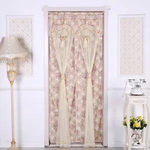 Cortina de puerta de encaje floral separador de ambientes doble división decoración del hogar mosquitera