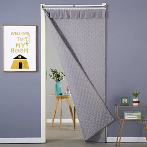 Thick quilted thermal door curtain winter windproof air conditioning partition curtain grey