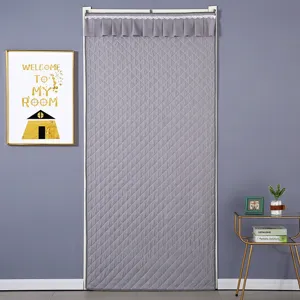 Thickened winter thermal door curtain quilted windproof room partition soundproof grey color