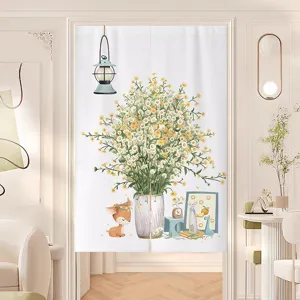 Fresh floral door curtain fabric partition half curtain for bedroom home room decor main view